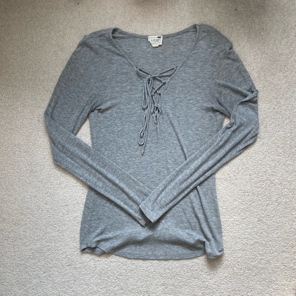 Long sleeve tie up shirt
